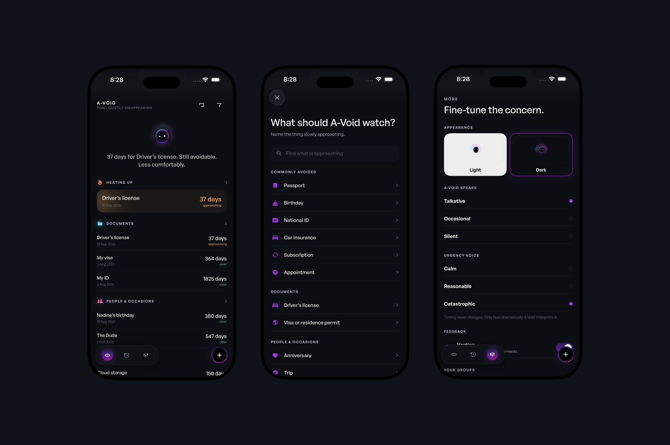 A-Void app interface
